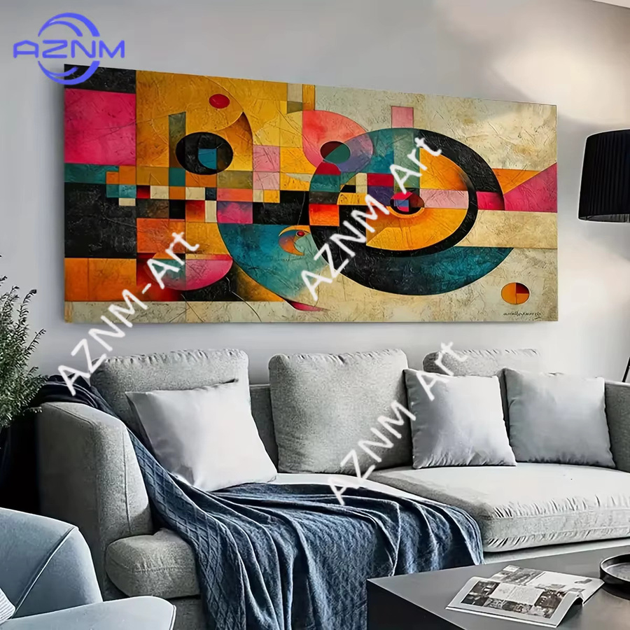 AZNM Moderne Abstrakte Kunst Leinwand mit geometrischem Design in Multicolour - Bild 2