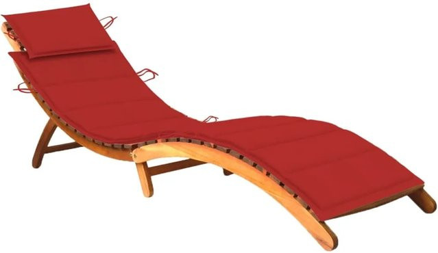 vidaXL Sonnenliege aus Akazien-Massivholz in Rot mit UV-beständiger Auflage - Bild 1