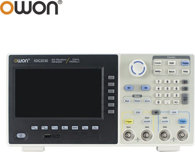 OWON XDG2030 Arbiträrer Wellenform-Signalgenerator mit 30 MHz, 500 MSa/s, 2 Kanälen, 7 Zoll Multi-Touch-Bildschirm und 14 Bits - Bild 1