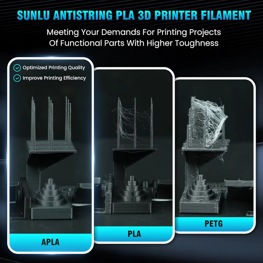 SUNLU 3D-Druck Filament Set 4kg PLA Meta und PLA Matt 1,75mm für FDM-Drucker in Schwarz, Weiß, Grau und Blau - Bild 3