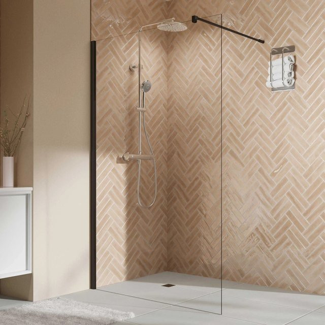 Breuer Duschwand Elana 2.0 aus Sicherheitsglas in Schwarz und Transparent, B: 200 cm, H: 140 cm - Bild 1