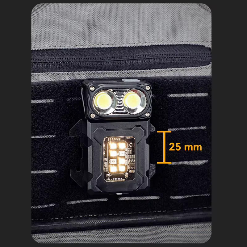 Mini Multifunktionale Taktische LED Arbeitslampe IP45 mit Clip und Molle 25mm Rucksack Strap für Outdoor Camping und Wandern in Schwarz - Bild 3