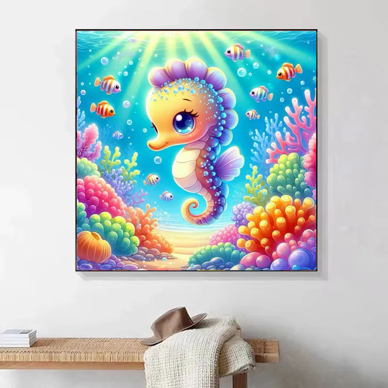 EmmLiAn Diamantmalerei Set mit Seepferdchen, Schildkröte und Delphin in Multicolor als Wandbild im Mosaik-Stil - Bild 2