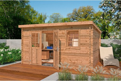 Lasita Holz-Gartenhaus Amira mit Flachdach in Braun, B/H/T: 400 x 211 x 268,7 cm - Bild 1