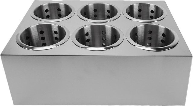 Fishine 6-Fächer Besteckhalter aus Edelstahl in Schwarz, perforierter Besteck-Organizer für die Restaurantküche - Bild 1