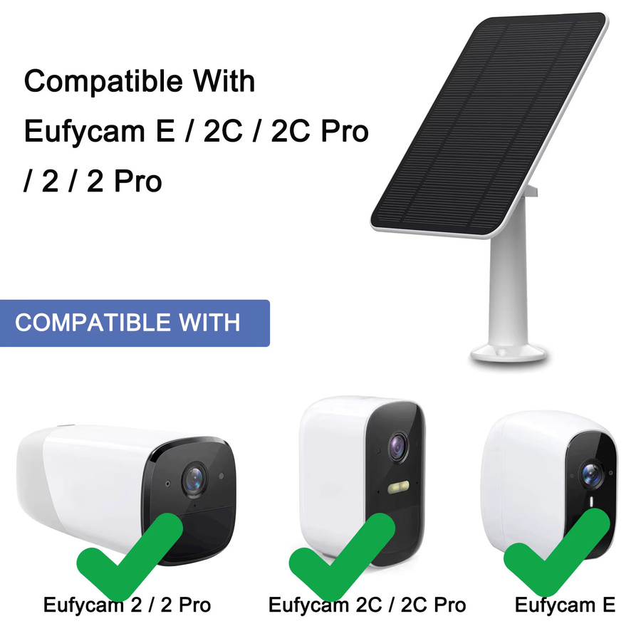 4W Solarpanel in Schwarz kompatibel mit Eufycam 2, 2 Pro, 2C, 2C Pro, E, SoloCam E20 und E40 mit 4m Stromkabel - Bild 3