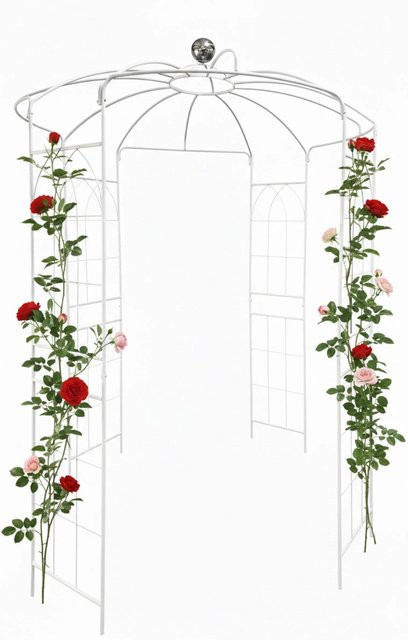 Relaxdays Rosenpavillon aus Metall in Weiß mit Haken und Kuppelform, B/T/H: 290 x 206 x 206 cm - Bild 1
