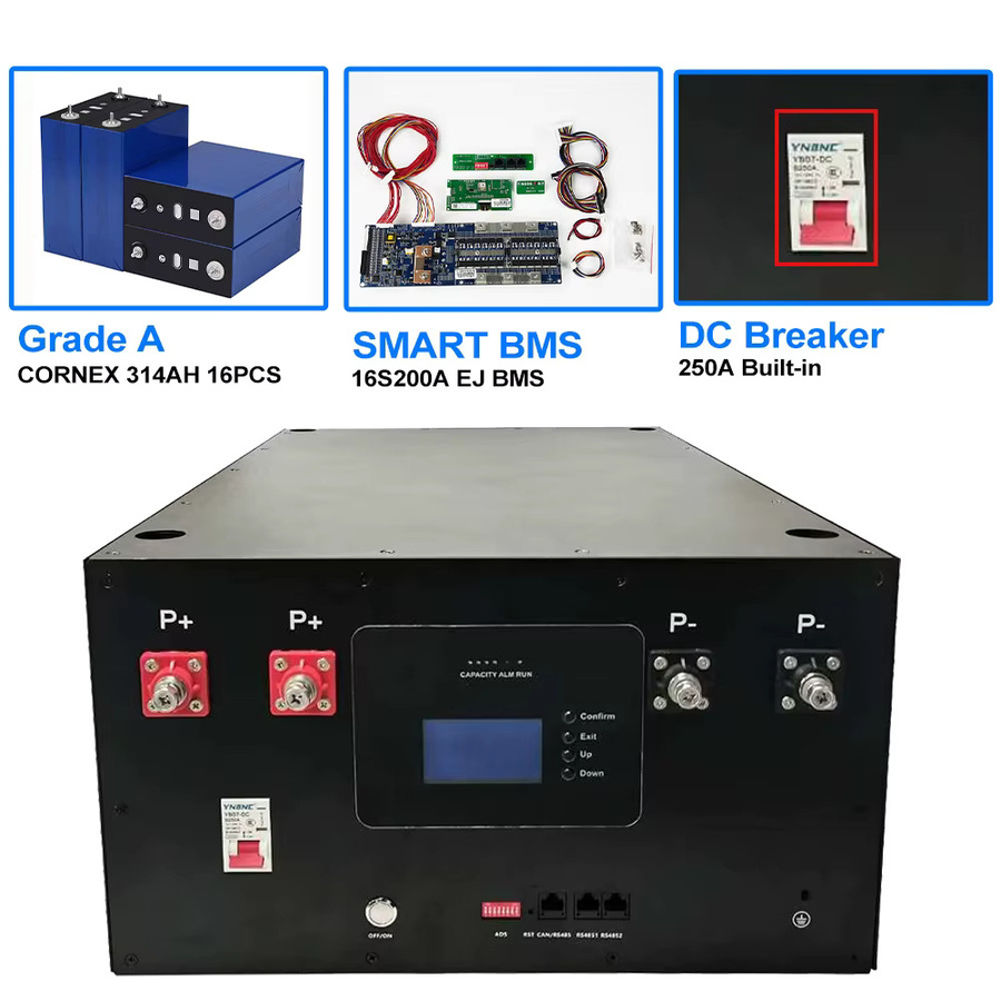 Deligreencs 16-kWh-Batteriepack 51,2 V 330 Ah LiFePO4 Lithium-Batterie mit Smart BMS und Bluetooth in Schwarz - Bild 3