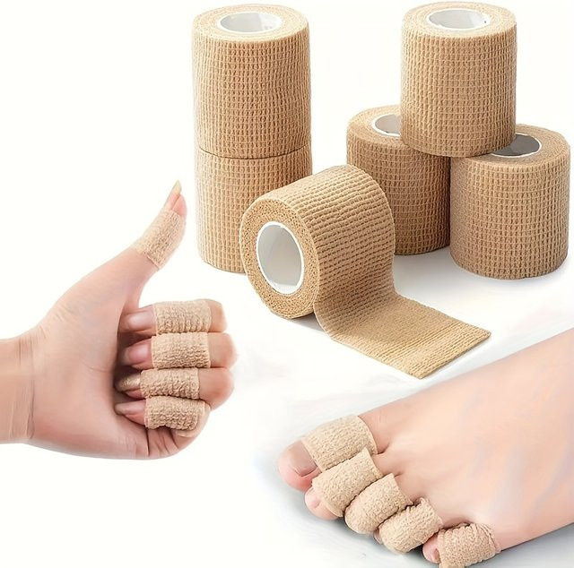 5 Rollen elastischer medizinischer Klebeverband in Beige, atmungsaktives Sport-Selbstklebeband für Handgelenk, Knöchel und Erste Hilfe - Bild 1