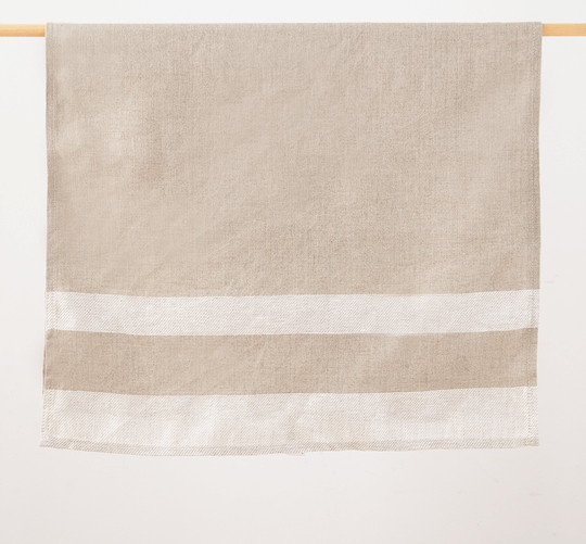 Vieböck Gläsertuch aus Leinen mit Streifen in Beige/Natur, hochabsorbierend und waschbar bei 60 Grad - Bild 1