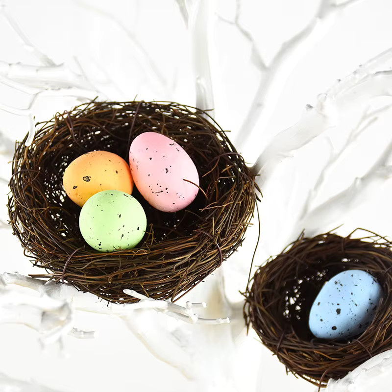 ZQCXLD Künstliches Rattan Vogelnest in Braun für Ostern und DIY-Dekorationen - Bild 6