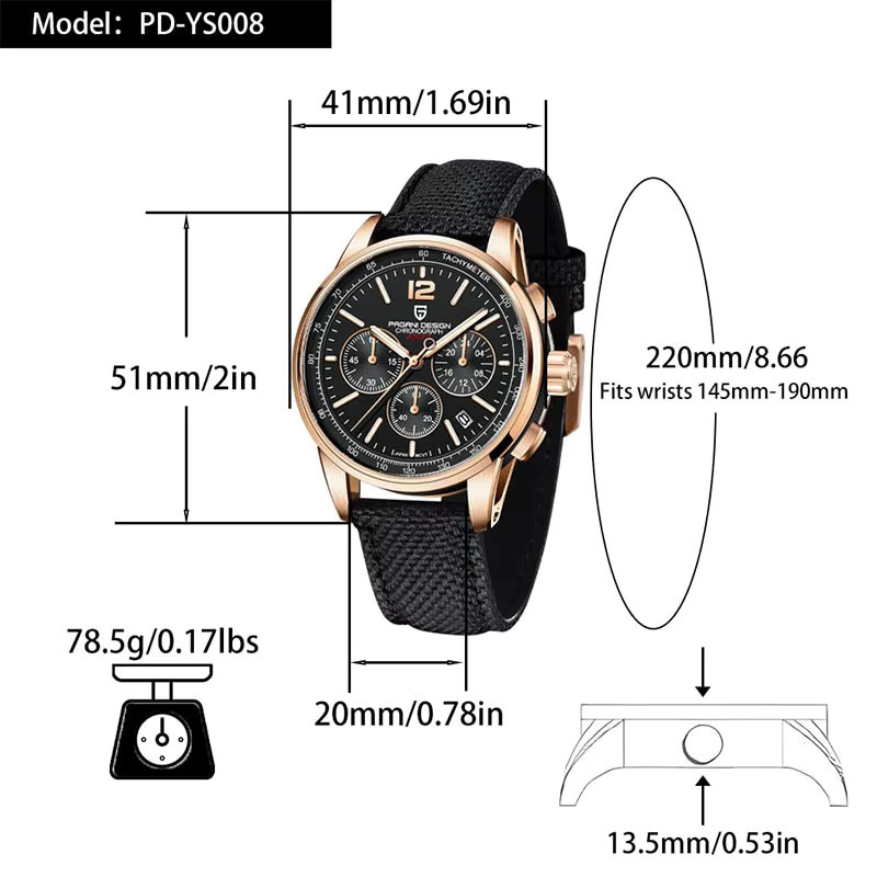 PAGANI DESIGN Chronograph, Quarz, Edelstahl, 41 mm, Herren - Bild 3