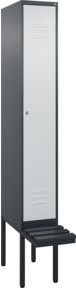 C+P Spind Classic PLUS Garderobenschrank mit Sitzbank, 1 Abteil, Schwarzgrau, B/H/T: 212,0 x 81,5 x 30,0 cm - Bild 1