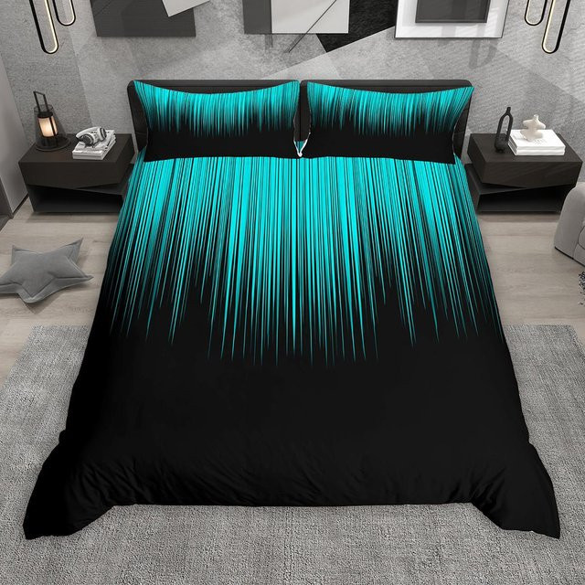 Homewish Bettwäsche-Set Gradient Lines aus Mikrofaser, Farbe Türkis, B/H: 135 x 200 cm - Bild 1