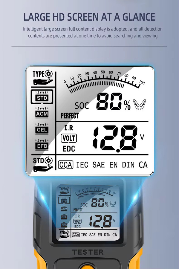 Eafc TK-100 Digitaler Batterie Tester für Auto und Motorrad 12V-24V in Rot und Schwarz - Bild 2