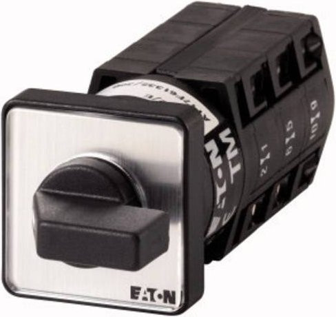 Eaton Umschalter TM, 10 A, Einbau, 3 Baueinheiten, 6 Kontakte, 60°, rastend mit 0-Stellung, HAND-0-AUTO, Schwarz - Bild 1