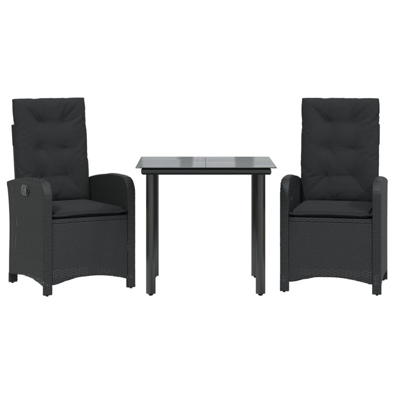 Vidaxl 3-teiliges Gartenmöbel-Set aus Polyrattan mit Kissen und Glas in Schwarz - Bild 2