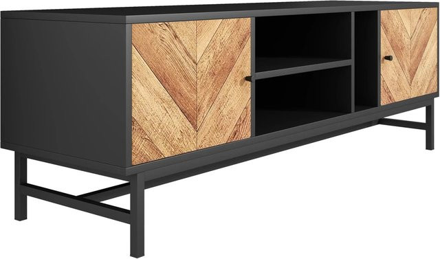 okwish TV Schrank mit Stauraum und Fächern für dein Wohnzimmer in Schwarz, B/T/H: 150 x 38 x 55 cm - Bild 1