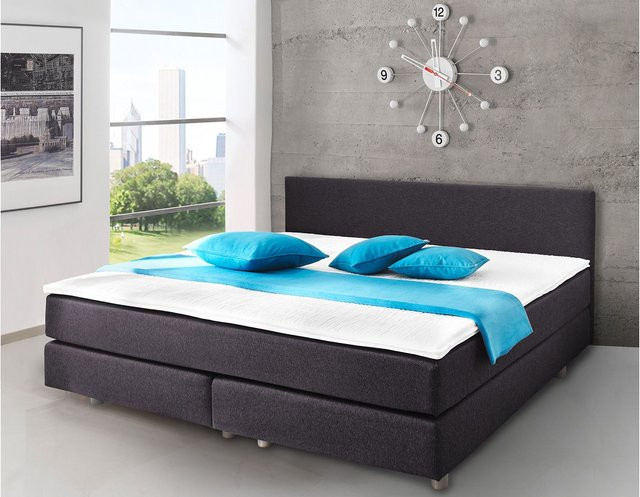 SUN GARDEN Polsterbett ADELAIDE in Boxspringoptik mit Bonell-Federkernmatratze und Topper, Anthrazit, B: 140 cm, L: 200 cm - Bild 1