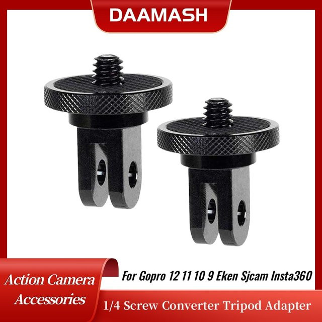 1/4 Zoll Schrauben-Konverter Stativ-Adapter Halterung in Schwarz für GoPro, Eken, Sjcam und Insta360 X2 X3 X4 Action Kameras - Bild 1