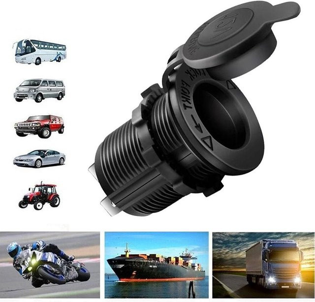Zigarettenanzünder-Steckdose in Schwarz für Auto, Marine, Motorrad und Wohnmobil - Bild 1