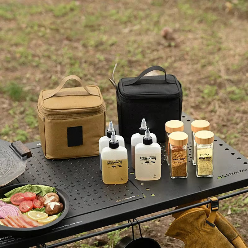 DIVEDEER Outdoor Camping Gewürzflaschen-Set mit Bambus-Holzdeckel als Ölbehälter und Gewürzbox für Picknick und Camping - Bild 2