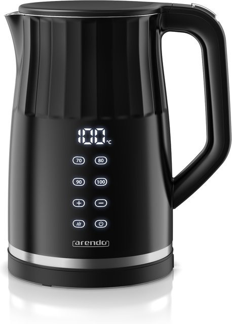 Arendo Wasserkocher aus Edelstahl oder Glas mit Temperaturanzeige und Warmhaltefunktion, 1,7 l, in Schwarz oder Weiß - Bild 1