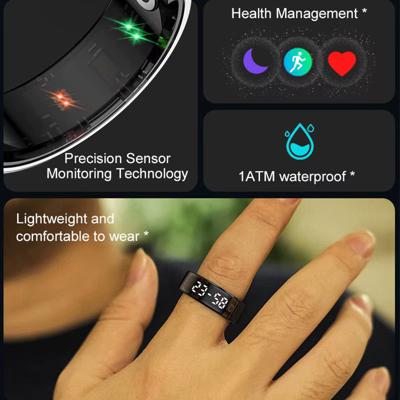Timethinker R11C Smart Ring mit Display für Männer und Frauen in Silber mit Herzfrequenzmessung, Schlafmonitor und Wasserdichtigkeit für Android und iOS - Bild 5