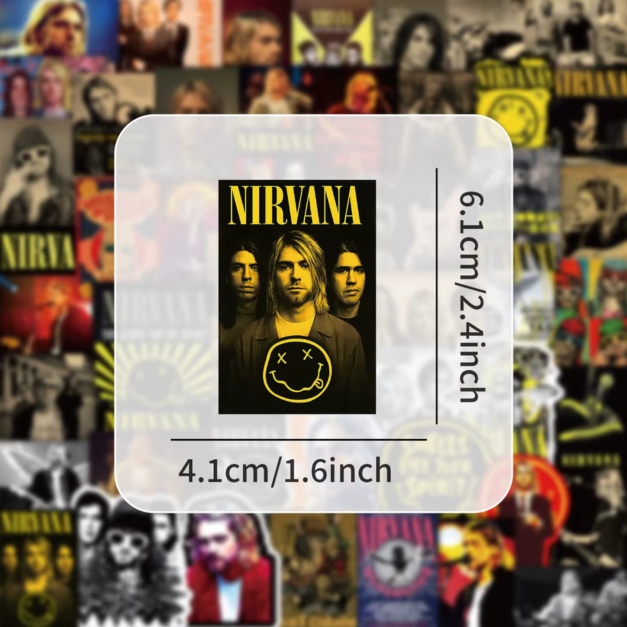 52 Stück Nirvana Band Aufkleber Set in Multicolour für Laptops, Handyhüllen und Gitarren von Papery Pop Store - Bild 5