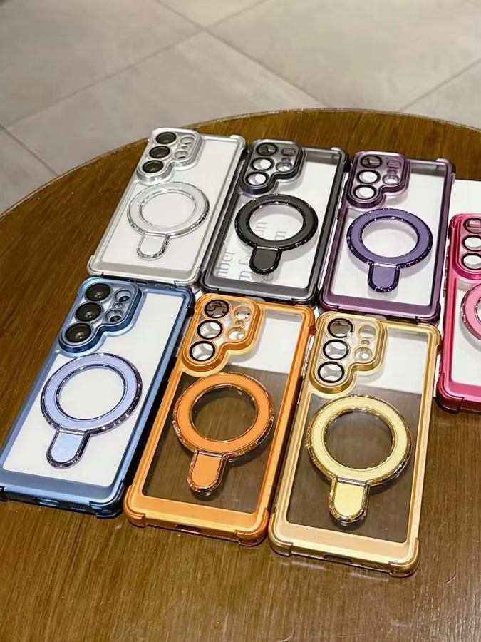 Matte MagSafe Schutzhülle für Samsung Galaxy S26 Ultra, S25 Plus, S24 FE und S23 mit galvanisiertem Ständer und Kameraschutzfolie in Blau oder Orange - Bild 4