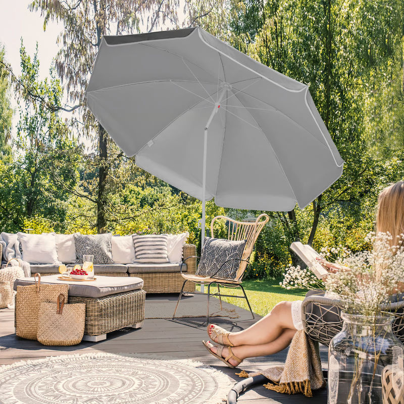 Kingsleeve Sonnenschirm Cyprus Anthrazit mit UV-Schutz 50+ und Neigefunktion, Durchmesser: 180 cm - Bild 3