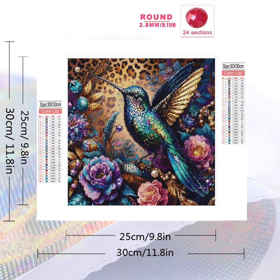 Momoart Diamant-Stickerei Set mit Vogel und Blumen Motiv in Multicolour, Acryl DIY Bastelset für den Tisch - Bild 2