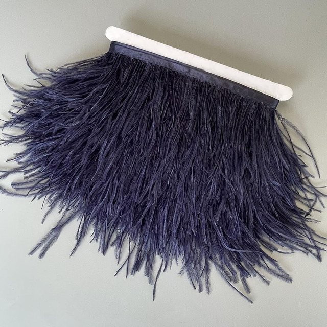 Navy Blaues Straußenfedern Besatz Band für DIY Dekoration und Handwerk, 2 Meter Länge - Bild 1