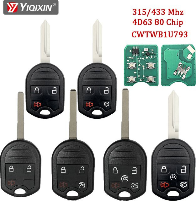 YIQIXIN Fernbedienung Auto Schlüssel für Ford Flex Explorer Taurus Fusion Mustang und Mazda Tribute, 315/433 MHz, 4D63 Chip 80 bits, CWTWB1U793 HU101/FO38 Klinge, Schwarz - Bild 1