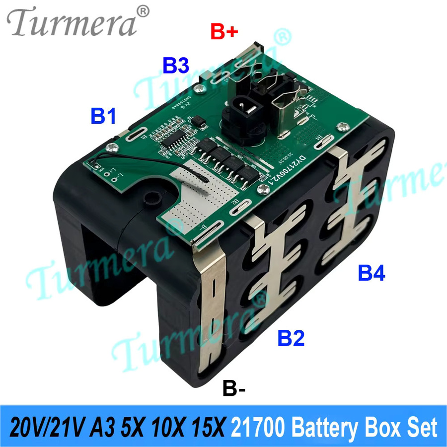 Turmera 20V A3 Schraubendreher-Batteriegehäuse mit 40A BMS als Ersatz für 18V und 21V Elektrowerkzeuge und Bohrmaschinen mit 5x 10x 15x 21700 Batteriehalter - Bild 2
