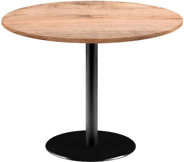 RestooTab Tisch Rome XL rund, Eiche hellbraun und Schwarz, Durchmesser: 120 cm, Höhe: 75 cm - Bild 1