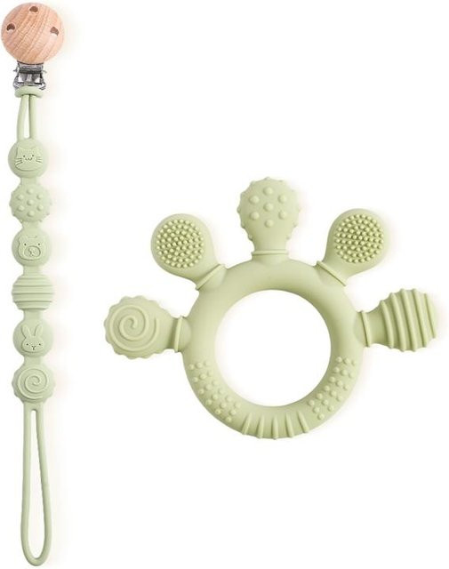 Binchi Outdoor Product Silikon Schnullerkette und Babybeißer in Grün, BPA-frei - Bild 1