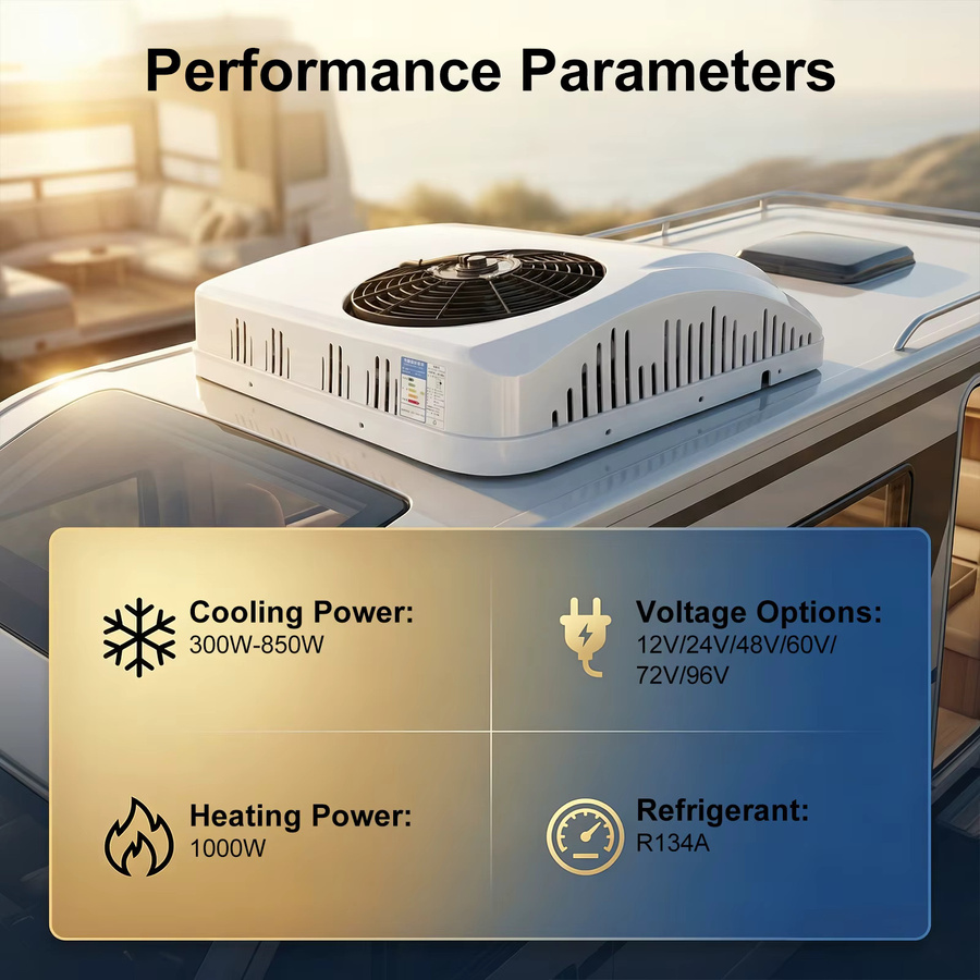 Podofo 12V Wohnmobil-Dachklimaanlage in Weiß mit 2300W Kühlleistung und 1000W Heizleistung, ultradünne Inverter-Klimaanlage, Höhe: 15,9 cm - Bild 3