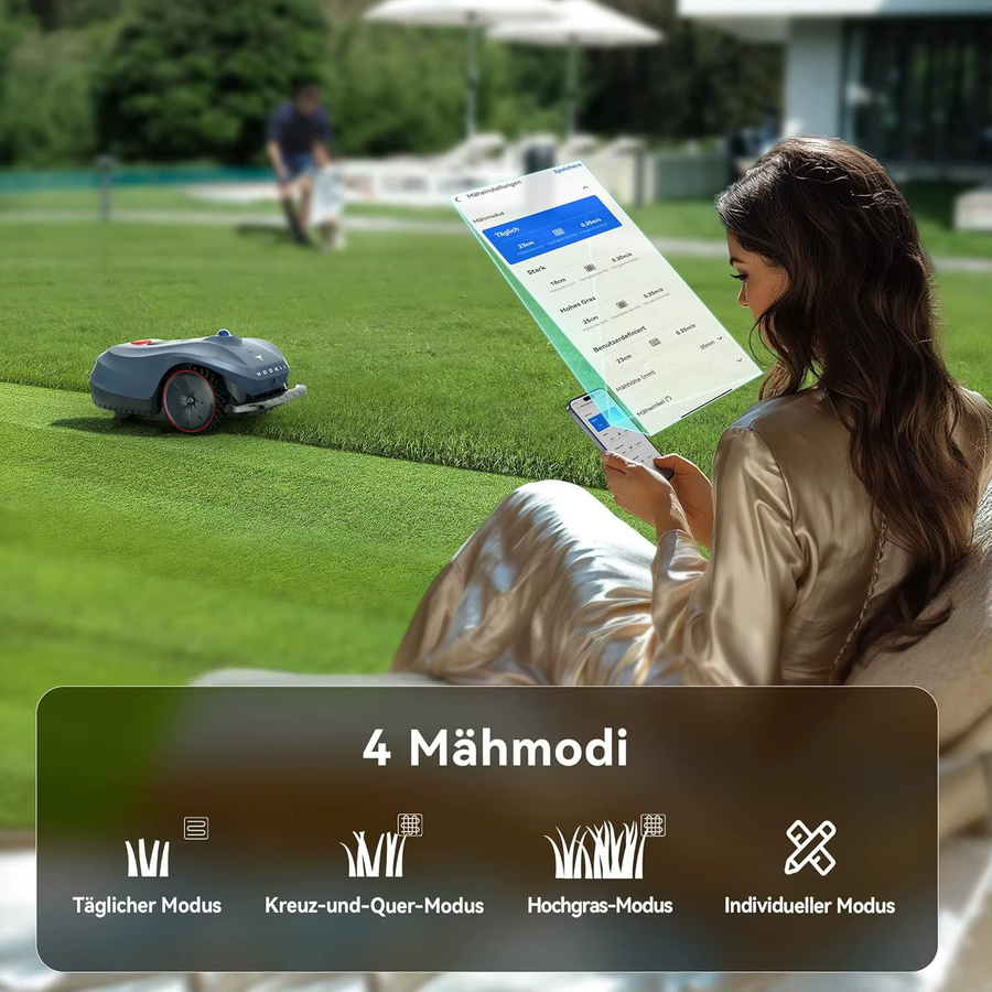 HOOKII Neomow Smart Roboter-Rasenmäher, kabellos mit App-Steuerung, Hindernisvermeidung, Diebstahlschutz und wasserdicht, Farbe: Grau - Bild 5