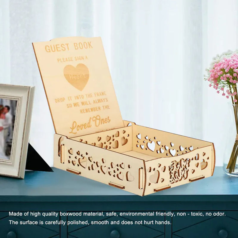 Tooarts Holz Gästebuch Box und Kartenhalter in Braun und Beige für Hochzeit und Geburtstag, Rustikaler Design-Geschenkehalter für romantische Anlässe - Bild 7