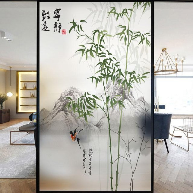 Fensterfolie Cozy Cottage-Relax mit Bambusmuster im chinesischen Stil als Sichtschutz in Weiß, B/H: 40 x 110 cm - Bild 1
