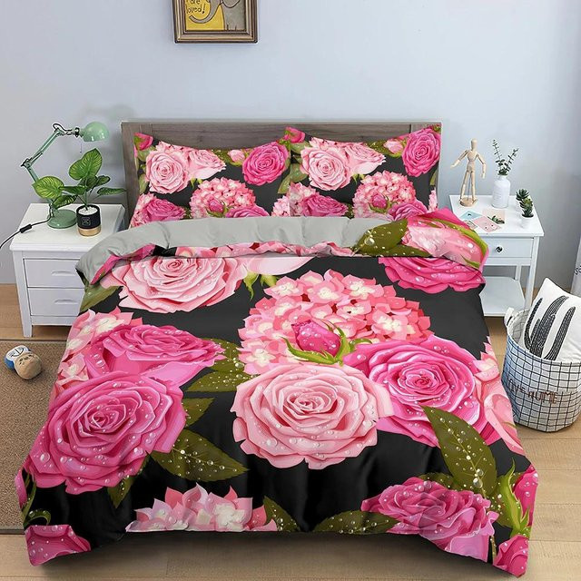 JMG Household Supplies Bettwäsche-Set mit 3D Rosenblumen-Design in Pink, 2- oder 3-teilig aus Polyester, B/H: 210 x 210 cm - Bild 1