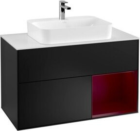 V&B Finion Waschtischunterschrank mit LED-Beleuchtung und Regalfach in Weiß, Breite: 100 cm - Bild 1