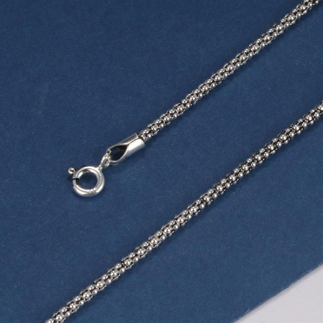 YIRAN Jewelry Halskette, 925 Sterling Silber, Popcorn, 45 cm, Unisex, grau - Bild 1