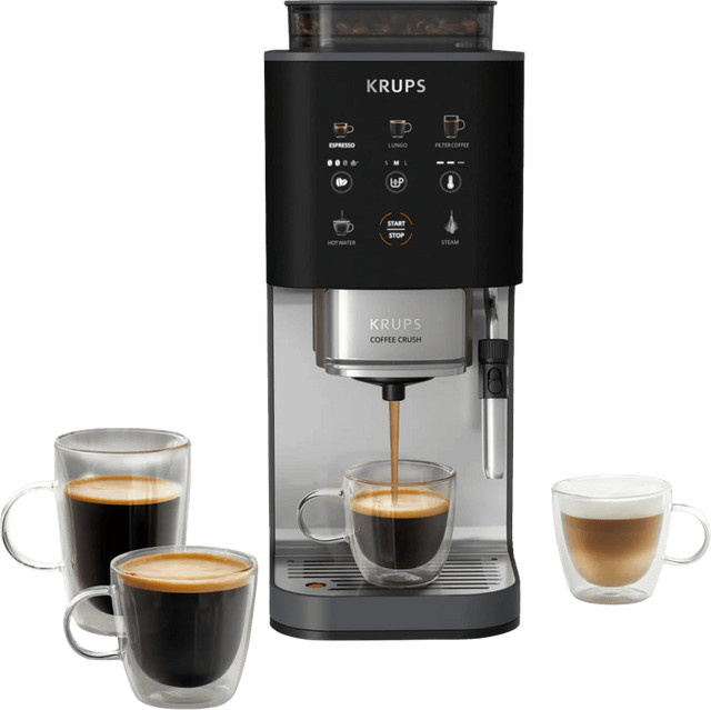 Krups Coffee Crush SA404BB Espressomaschine in Schwarz mit Dampflanze und PID-Steuerung - Bild 1