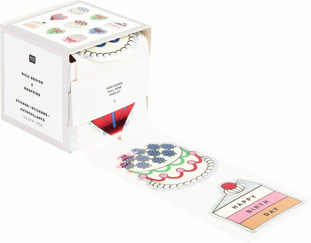 Rico Design x Redfries Sticker auf Rolle mit Torten-Motiven für Kinder - Bild 1
