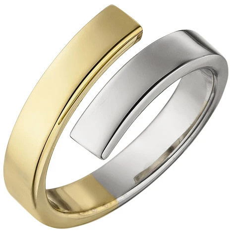 Colfem Ring Damen, 925 Silber, bicolor vergoldet, offen, Ringgröße 50 - Bild 1