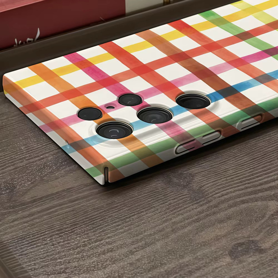 Handyhülle mit Regenbogen-Gittermalerei für Samsung Galaxy S25 S24 S23 Ultra Plus A35 A33, glänzende HD-Hartschale, Multicolour - Bild 3