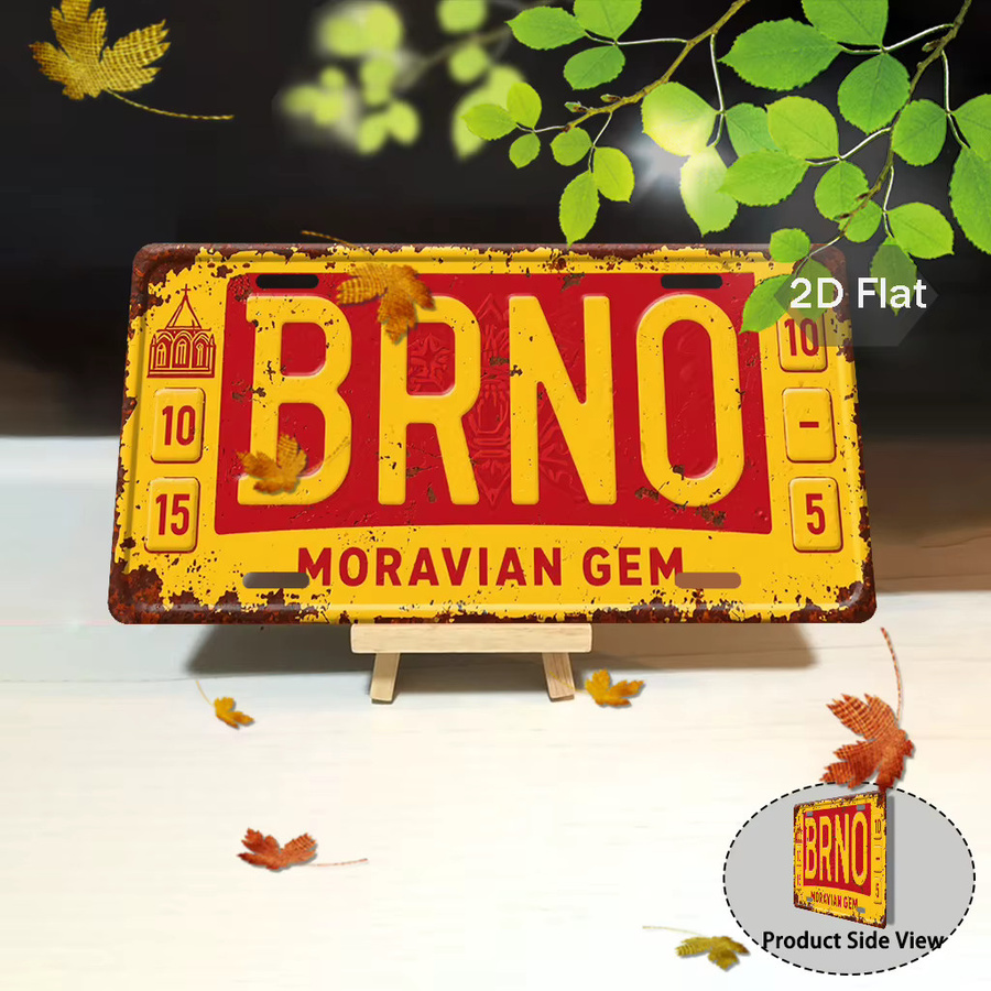Vintage Tschechisches Stadtschild Brno aus Aluminium von CIFBUY als Retro-Metalldekor - Bild 4