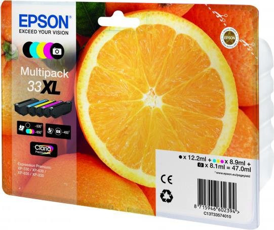 Epson 33XL Multipack Claria Premium Ink Serie Orange 5er-Pack mit Schwarz, Cyan, Magenta, Gelb und Photo Schwarz für Expression Premium XP-530, XP-630, XP-635, XP-640, XP-645, XP-830, XP-900 - Bild 1